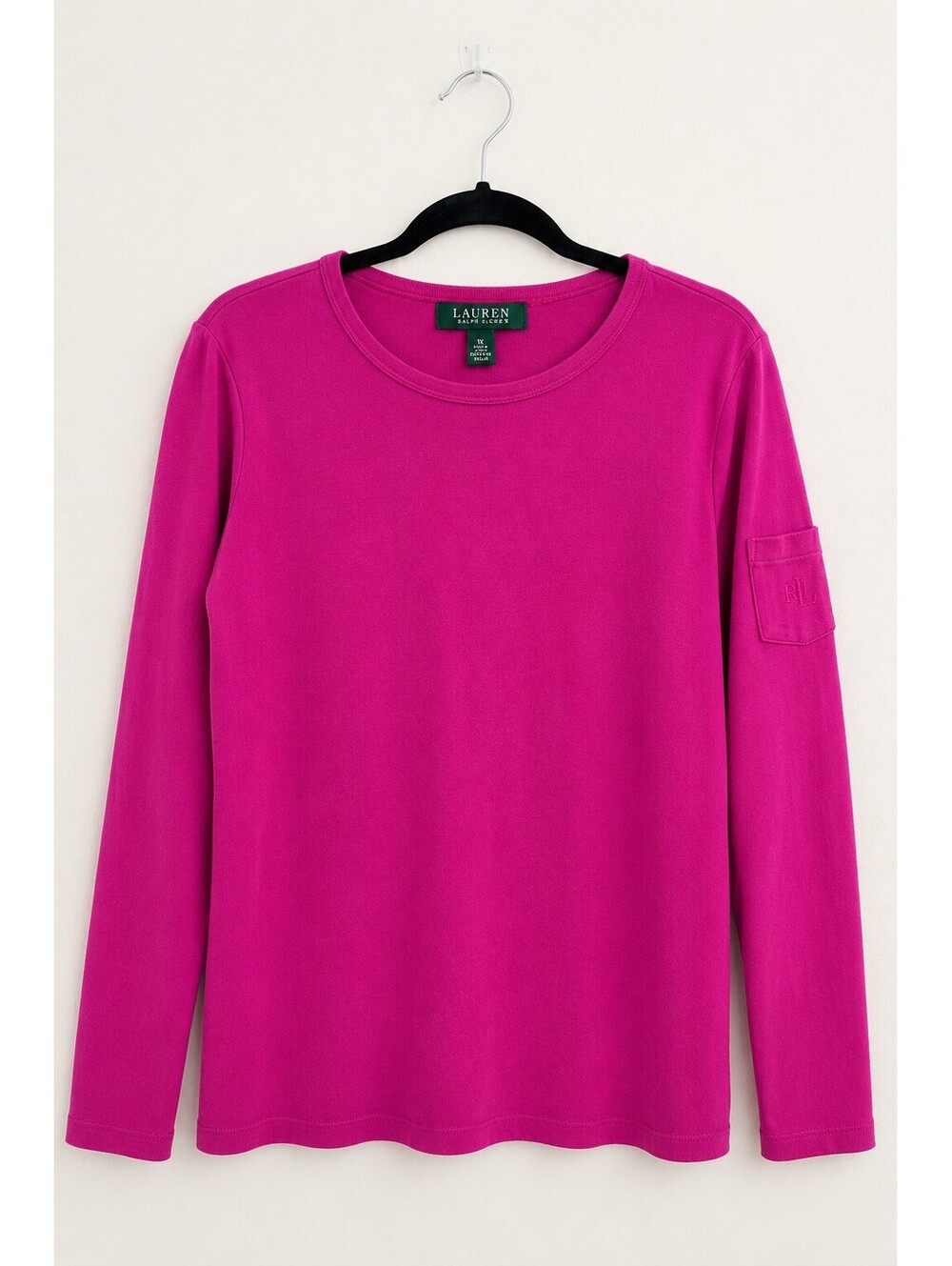 Lauren Ralph Lauren Fuchsia Cotton Long Sleeve Pocket Top Size 1X
